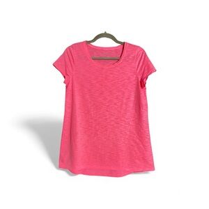 Lilly Pulitzer Etta V- Neck Vibrant Pink Short Sleeve Tee